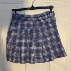 SO Blue Plaid Pleated Mini Skirt Size L (10/12) Schoolgirl Style